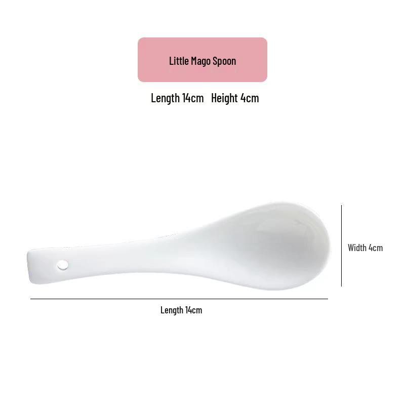 White Ceramic Long-Handle Ladle - Scratch-Resistant, Large Soup Spoon for Commercial and Household Use
