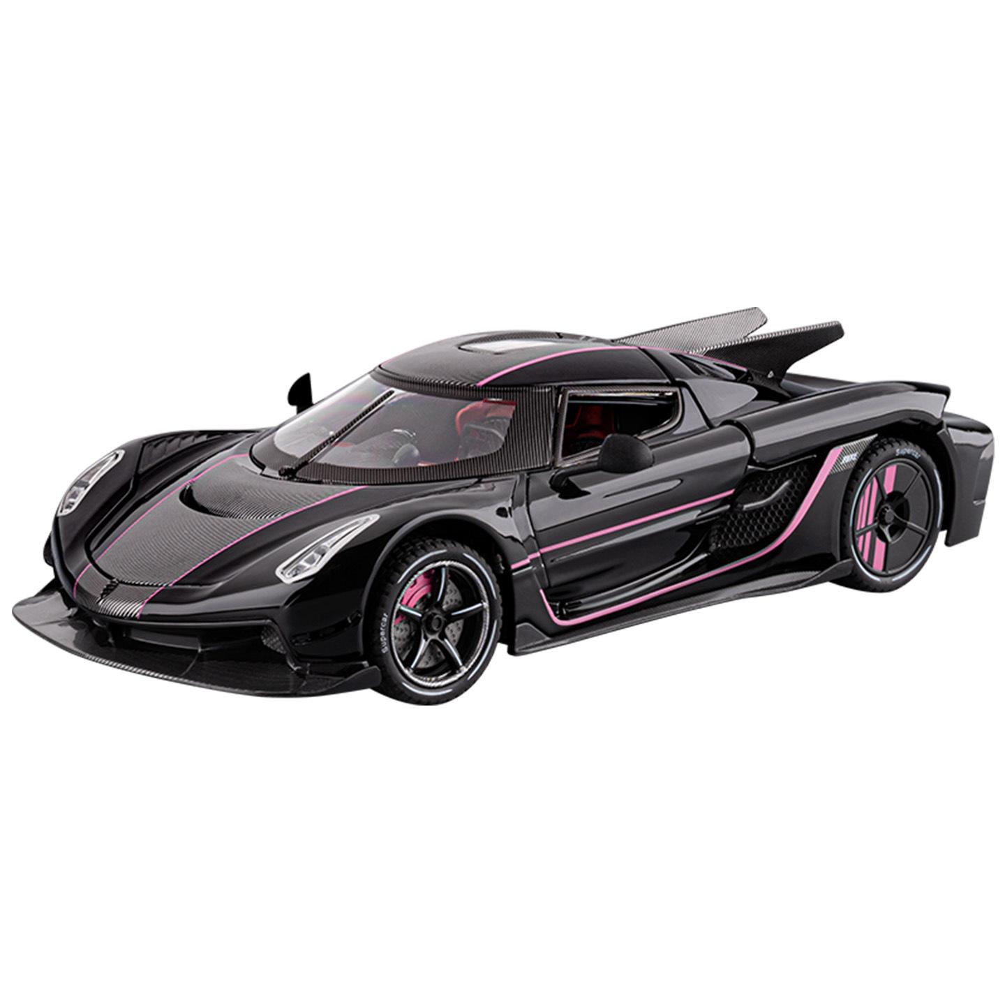 

1/24 Модель суперкара Koenigsegg JESKO, литая из сплава, игрушечная машинка с имитацией звука и инерционным механизмом, детская игрушка для коллекции, подарок на день рождения чёрный