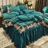 European Thickened Lace Edge Bed Skirt 4 Piece Set Matte Non Slip Bed Cover For 1.5m 1.8m Beds