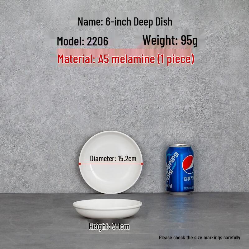 Jinmeili Melamine White Round Deep Dinner Plates (10-Pack)