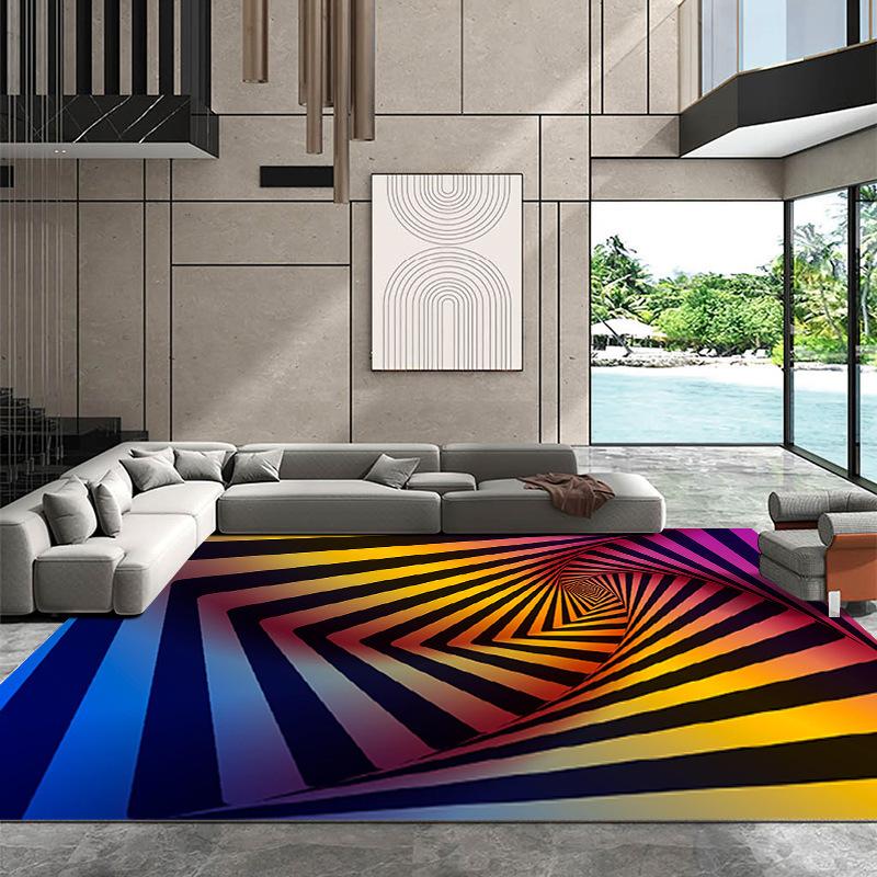 3D Vision Whirlpool Carpet Living Room Sofa Coffee Table Mat Bedroom Full of Foot Mat Home Decor Crystal Velvet Floor Mat