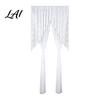 Light Filtering Balcony Partition Sheer Lace Door Curtain Embroidered Floral Doorway Curtain with Beads No Drill Rod Pocket Room Divider for Bedroom