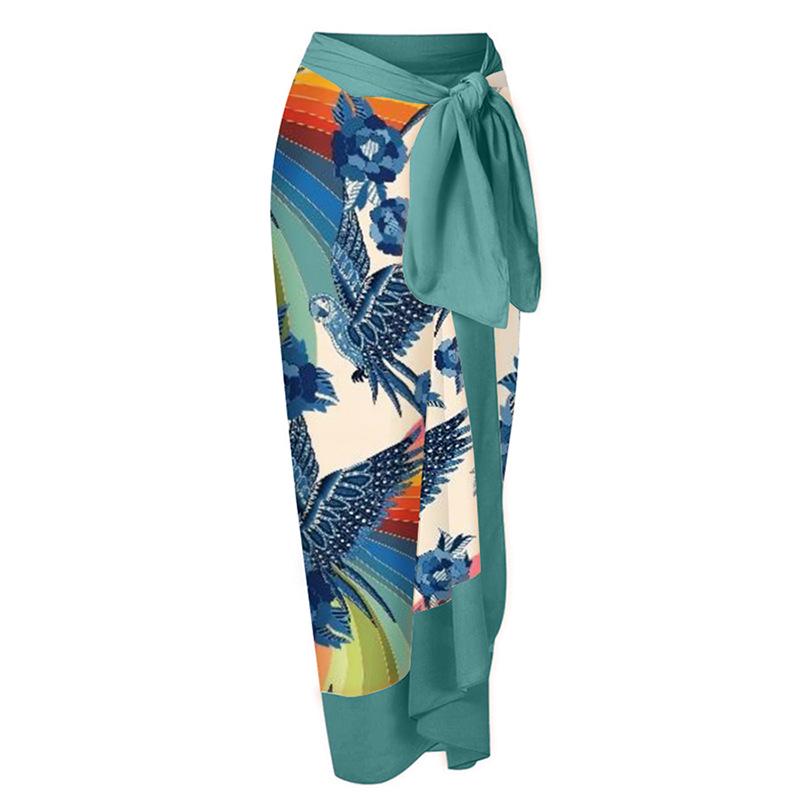 

Юбка миди на завязках для отпуска с принтом One Size темно-синий