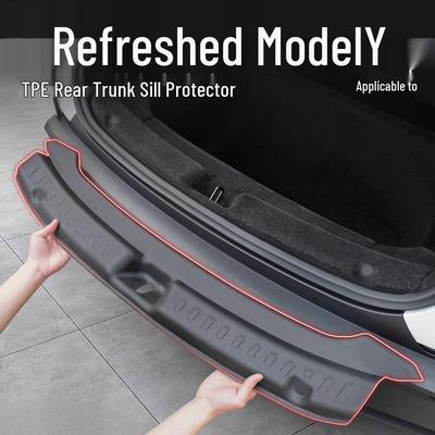 Protetor de Porta-Malas, Soleira e Placas de Arranhão no Para-choque Traseiro para Tesla Model Y/3 - Tapetes de Proteção Aprimorados.