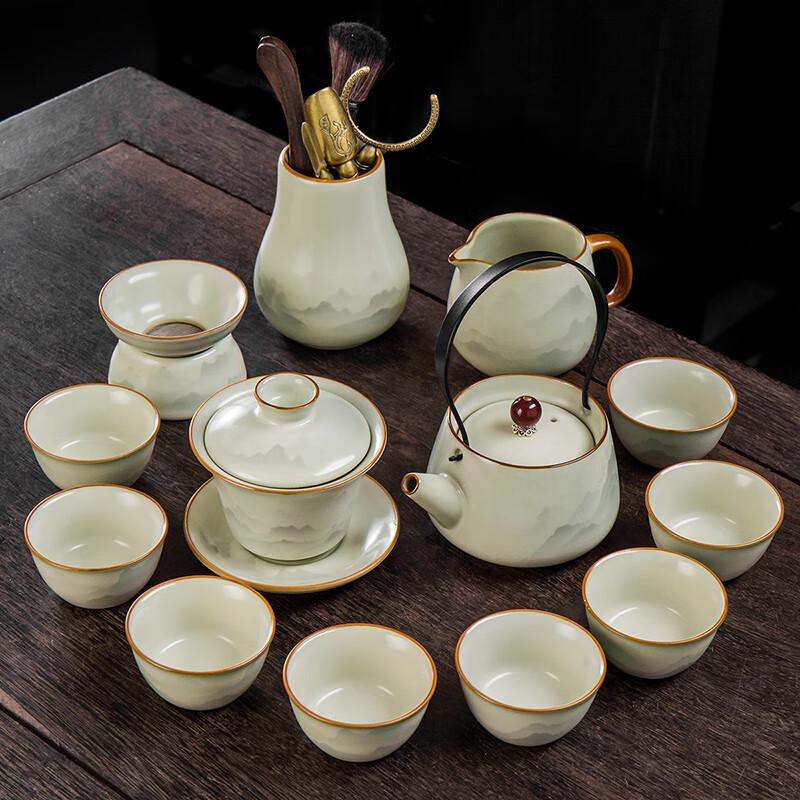 Lainuo Ruyao Celadon 13-Piece Tea Ceremony Set with Teapot & Gaiwan