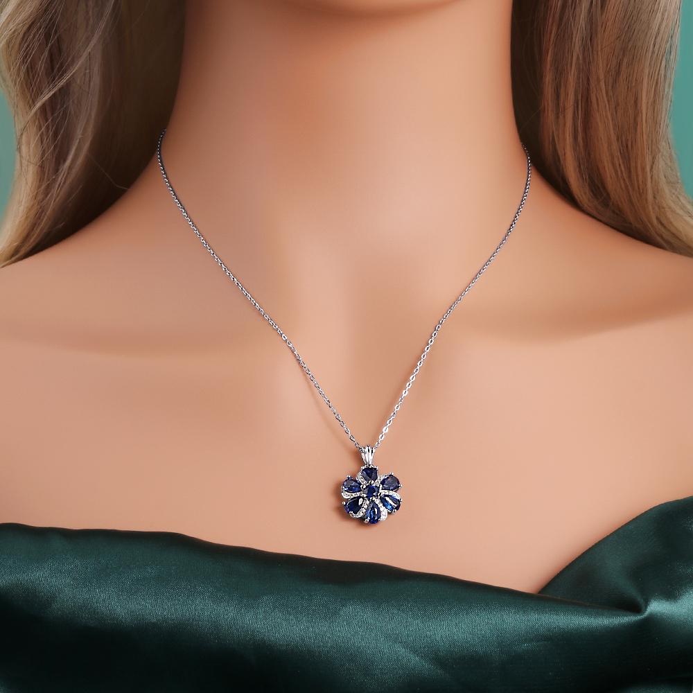 Natural kyanite pendant 925 sterling silver Flower Shape design necklace Elegant fine jewelry for women's birthday party gifts