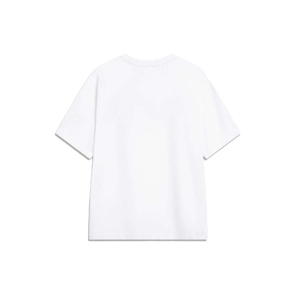 Li Ning Sports Fashion Series Logo Letter Print Round Neck Drop Shoulder Loose Comfortable Short Sleeve T-Shirt Men T-Shirt Standard-White AHSU747-2