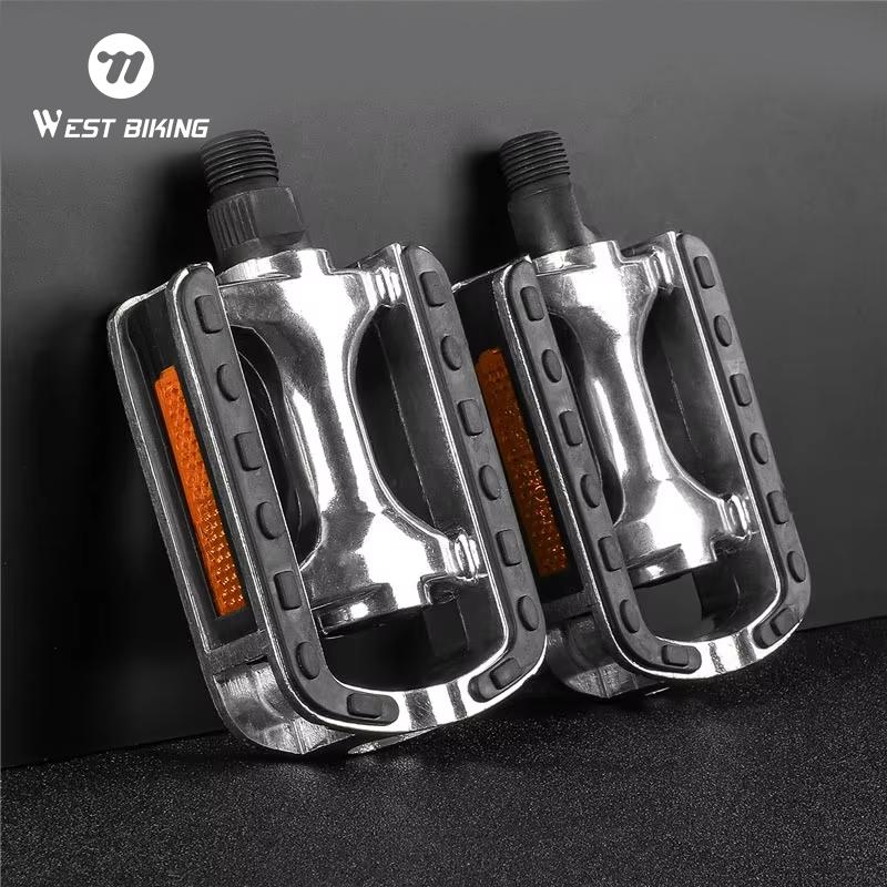 WEST BIKING Bike Pedals Anti-slip Aluminum Alloy Ultralight Cycling Pedals 14mm Thread Diameter Mountain Road Bicycle Pedal 6