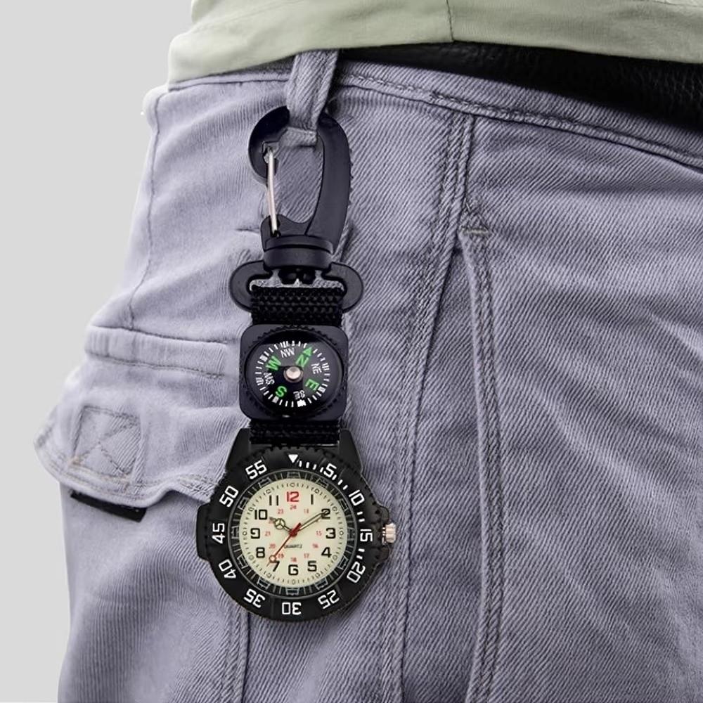 with Compass Compass Watch Black Carabiner Watch Unisex Pocket Watch Outdoor Sports
