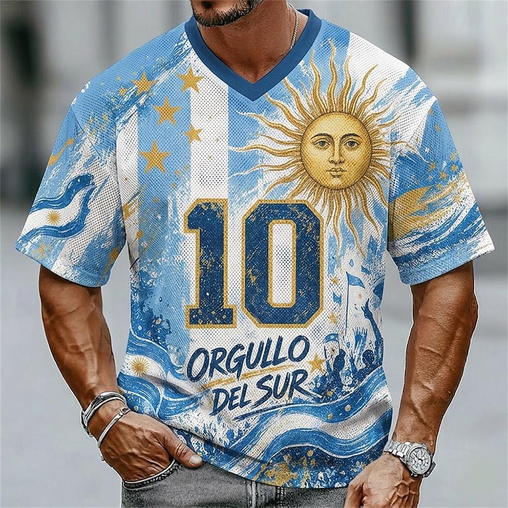 Men's V-Neck Short Sleeve T-Shirt 3D Printed Graphic Tee Street Casual Top