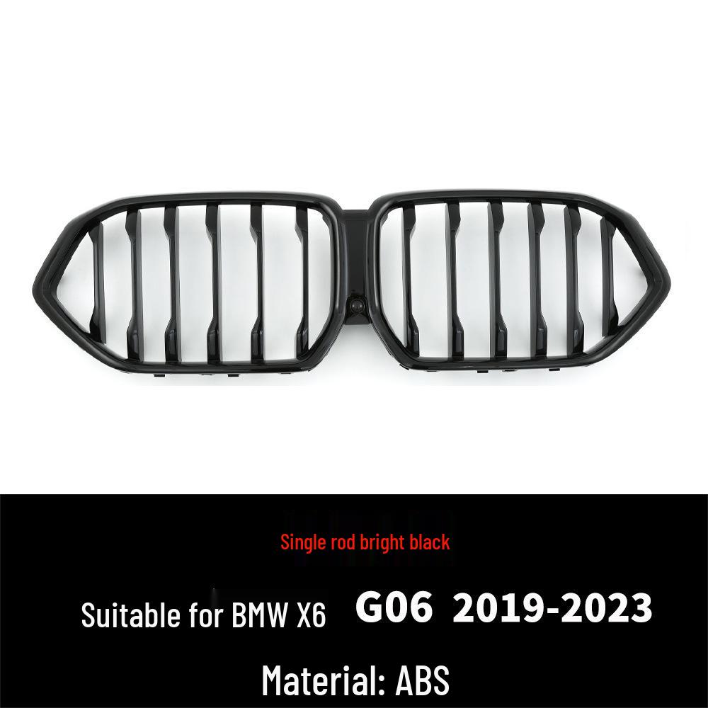 Compatible Gloss Black Tricolor Front Grille Stripe for BMW X6 G06 2019-2023, Single & Double Line Models