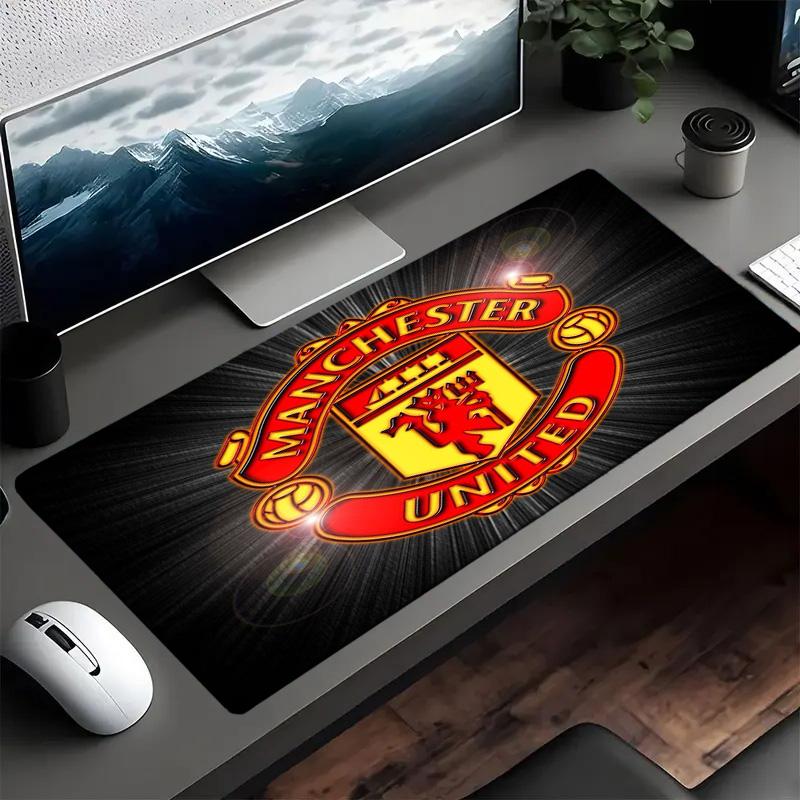 Tappetino per mouse con stemma del Manchester United, Tappetino per mouse, Tappetino per mouse da gioco, Tappetino per tastiera, Decorazione da scrivania per computer portatile, Regalo per fan, Regalo di compleanno