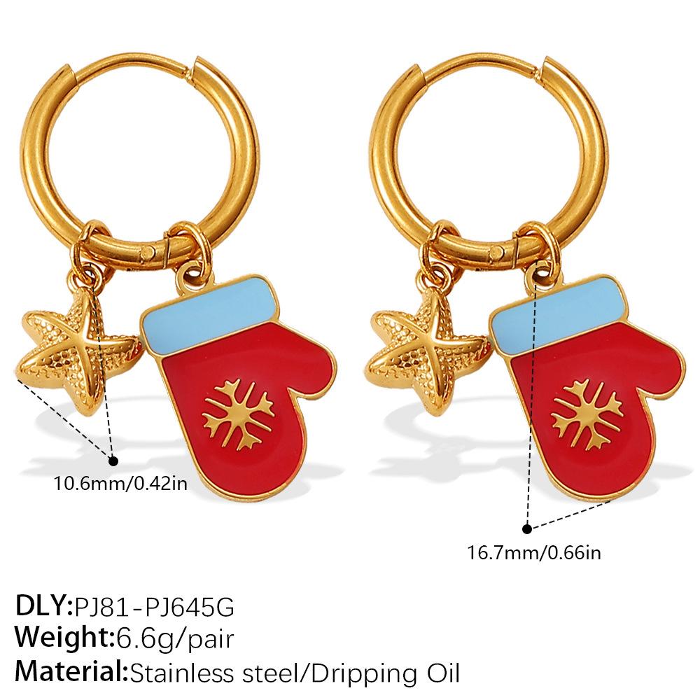Christmas versatile DIY pendant earrings stainless steel gold-plated atmosphere earrings women