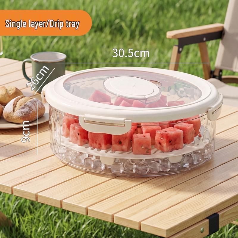 Portable Fruit and Snack Tray with Fresh-Keeping Compartments – Transparent Storage for Outings, Picnics, Camping, and Refrigerator Use