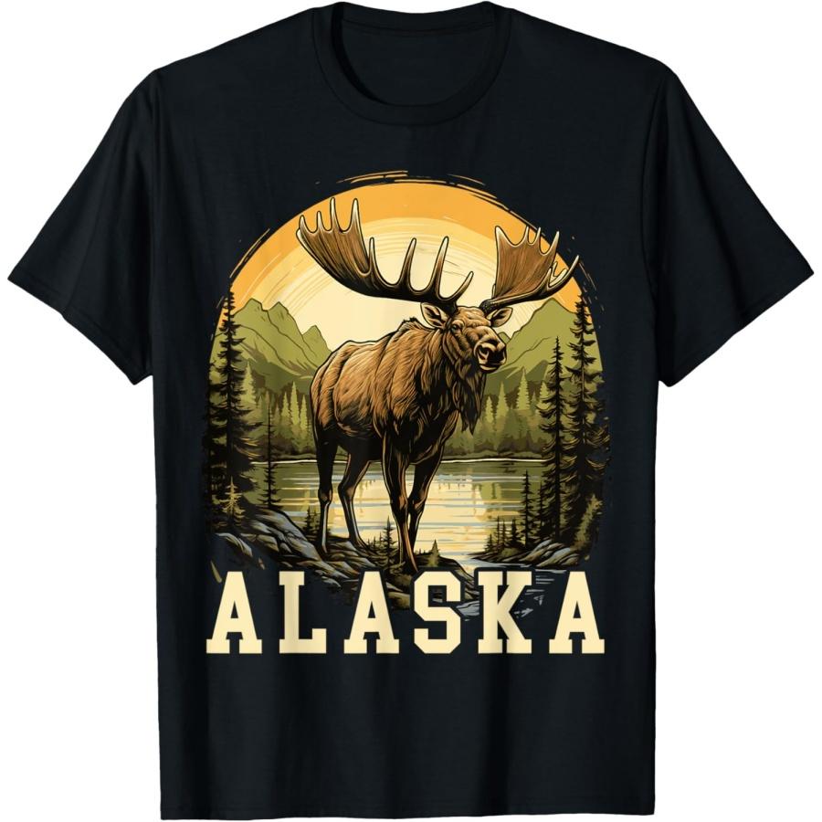 Glacier Mountain Landscape Alaskan Wildlife Alaska Moose T-Shirt S