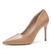 2025 New Women's Non-Chafing Nude High Heels - Sexy Patent Leather Stiletto Pointed Toe Soft Leather Bridesmaid Shoes XCY-930-1