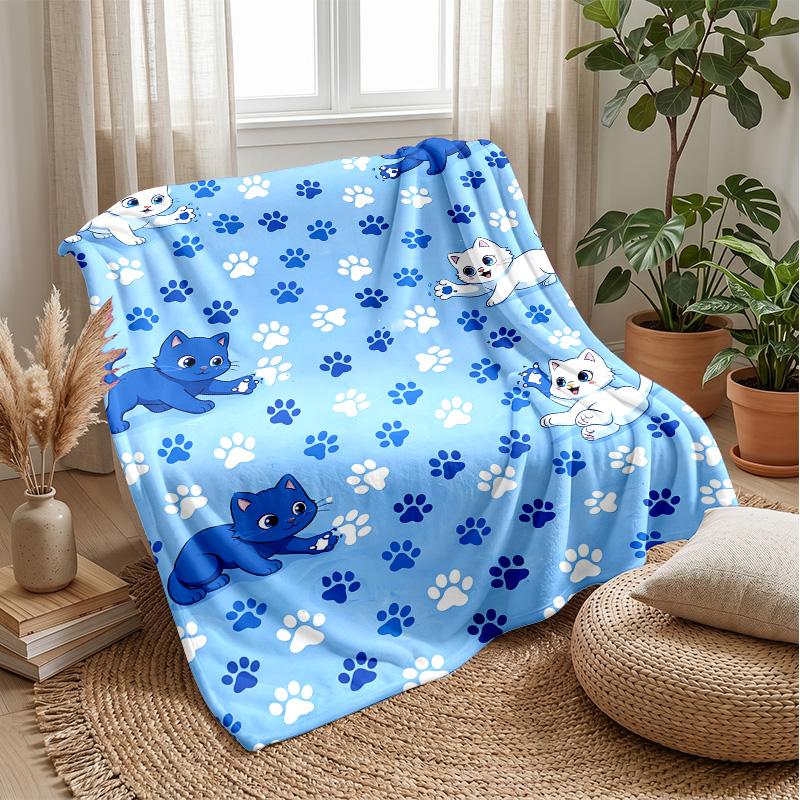 Cute Kitten with Dragonflies blanket Personalized Name Flannel Blanket Soft Cozy Plush Throw for Sofa Bed Lightweight Home Decor