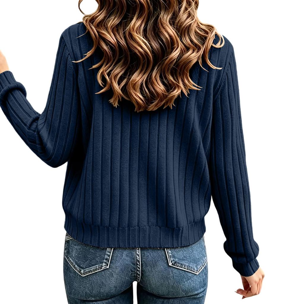 Women's Color Ribbed Zip-Up Long Sleeve Jacket for Casual Everyday Wear