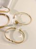 5pcs/set Glossy Alloy Bangle, Minimalist Geometric Round Retro Trendy Knotted Open Cuff Bracelet Set For Women
