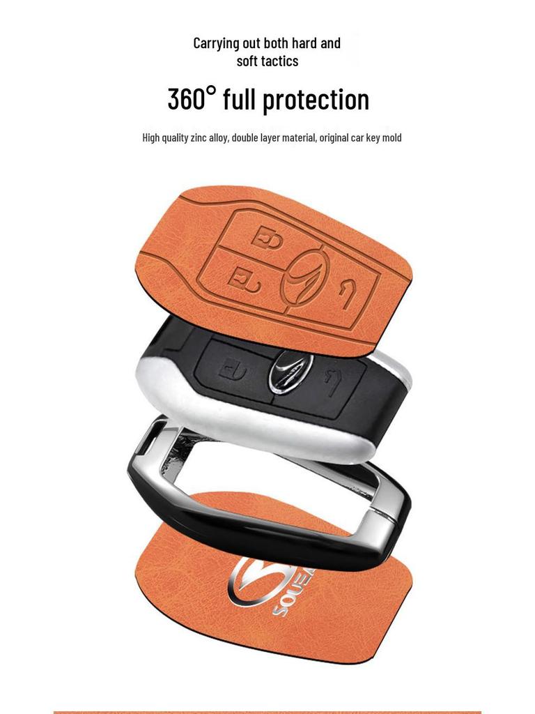 Premium Genuine Leather Key Case for Southeast DX7, DX3, DX5, A5 - Unisex Classic with Shell Buckle