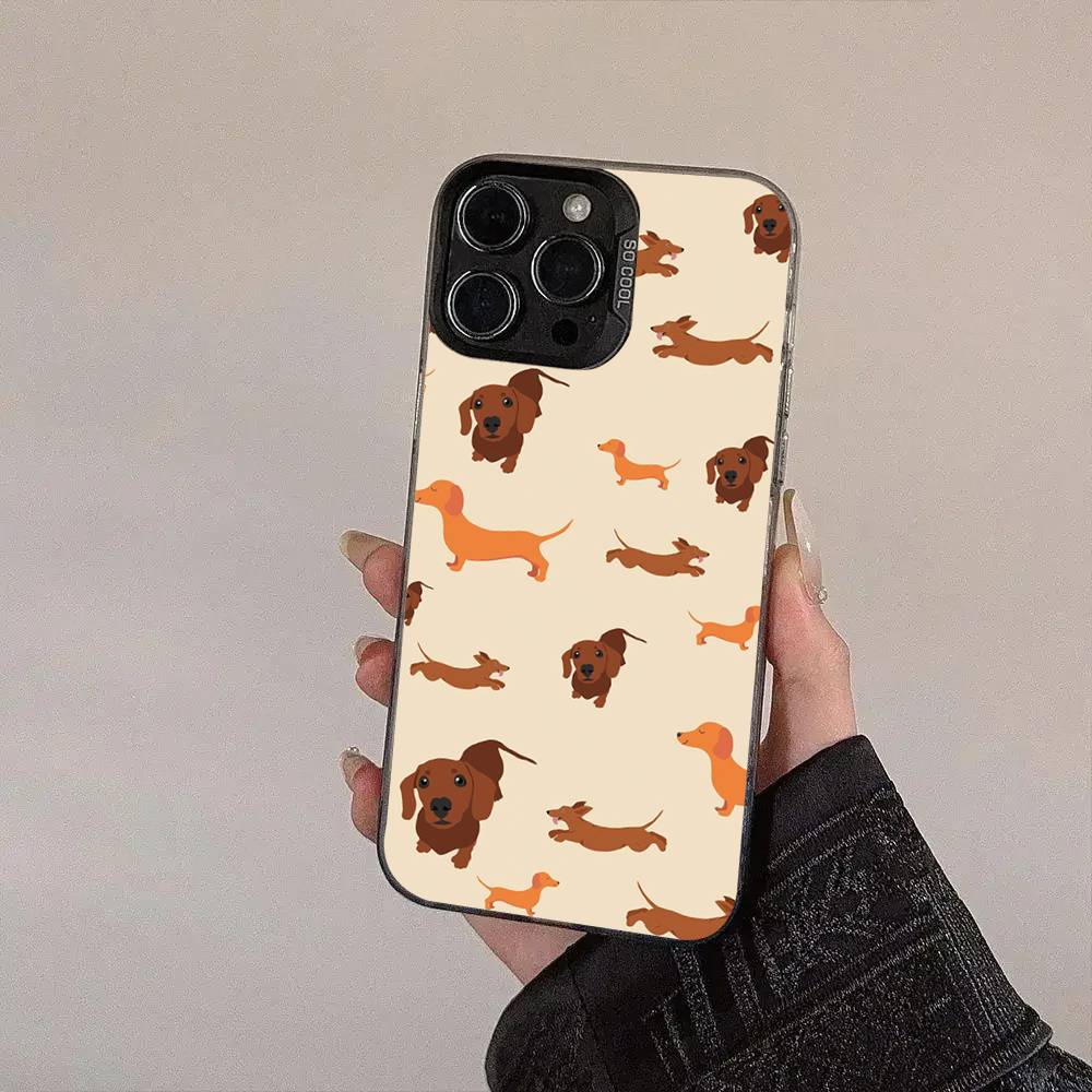 Dackel Hunde Handyhülle Für IPhone 17 16 15 14 13 12 11 XS XR X Pro Max Plus Farbige Silberbeschichtete Hülle