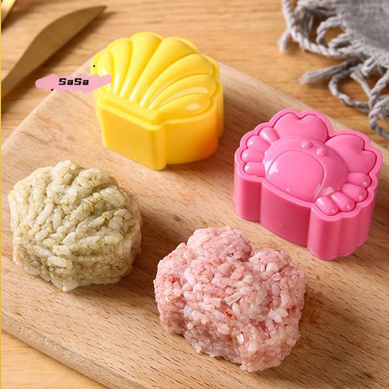 3Pcs Crab Shellfish Fish Onigiri Mold Kit - Home Kitchen Sushi Press Utensils for DIY Bento Convenient Japanese Food Access