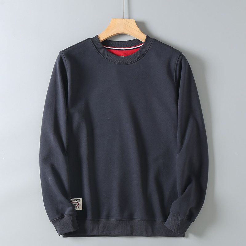 Men's Export Surplus Spring and Autumn Terry Cotton Crewneck Sweatshirt, Solid Color Casual Sports Long-Sleeve Top