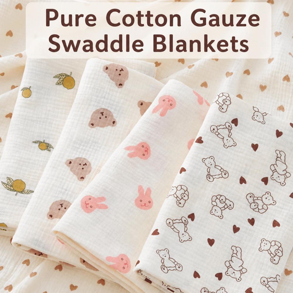 Double-Layered Newborn Wrap Blanket Breathable Gauze Baby Quilt Cute Baby Swaddle Wrap Infant Bath