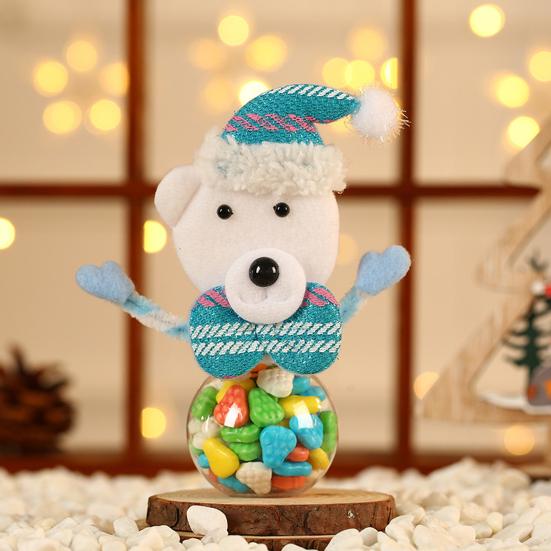 Frasco de doces de natal transparente com desenhos animados, papai noel, rena, boneco de neve, urso, tampa de plástico reutilizável, mini recipiente de doces, lembrancinhas para festa