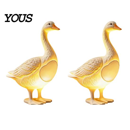 Cute Animal Resin Figurine Creative Goose Night Light, Duck Table Lamp with Warm LED Glow, Funny Matte Finish Decor for Bedroom Bedside,