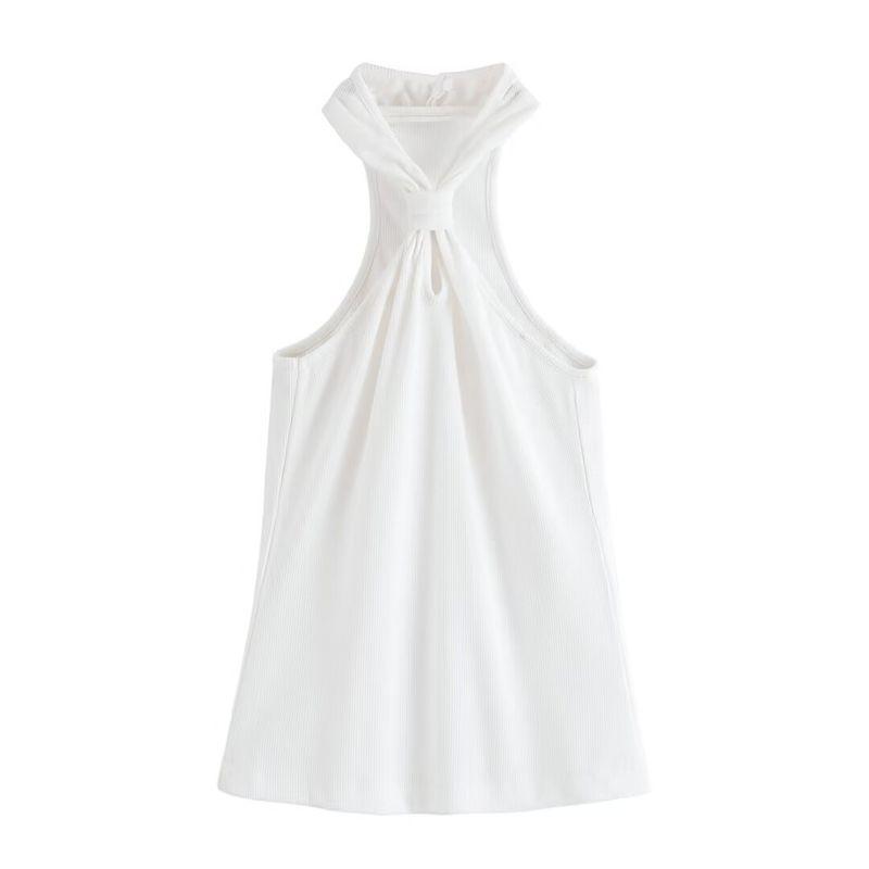 Kaslead New Women clothes Western Style Fashion Simple Temperament All-Match Hanging Neck Top 87075762