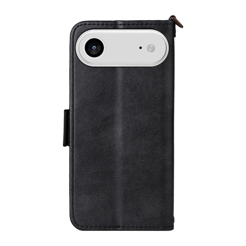 For iPhone 17 Air Leather Case Magnetic Closure Wallet Stand Phone Cover with Crossbody Strap