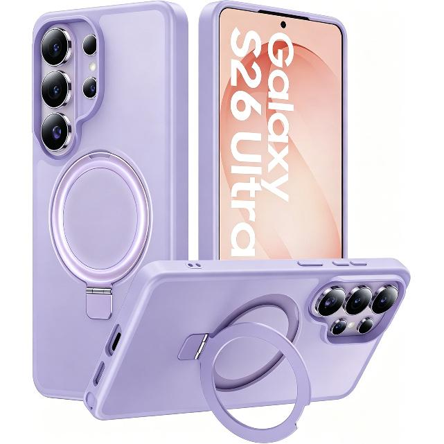 Magnetic Stand Phone Case Suitable for Samsung S26Ultra Protective Cover with Matte Skin Feel and Semi-transparent S25Fe4