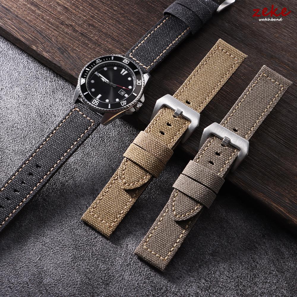 20mm 22mm 24mm Wasserdichtes Segeltuch Uhrenarmband Nylon Lederband für Panerai Schnellwechsel Armband Sportarmband für Herren