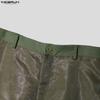INCERUN Mens Sheer Patchwork Trousers See Through Mesh Organza Loose Party Clubwear Wide Leg Pants