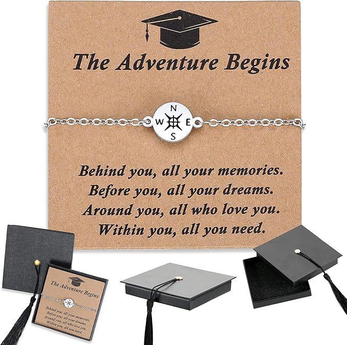 Stainless Stee 2026 Graduation Bracelet Comes in Cap Box with Quote Cards -gifts for Him Her High /College/Middle School Grads