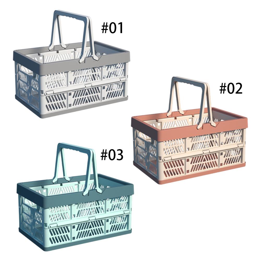 Plastic Collapsible PP Crates with Handles Handle Crate Stackable Picnic Basket Large for Home Organization Picnic and Shopping