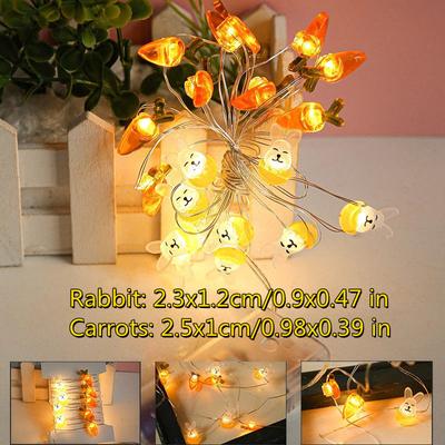 Easter Decorative LED Rabbit String Lights Colored Eggs Battery Box Copper Wire Lights Festive Decorative String Lights