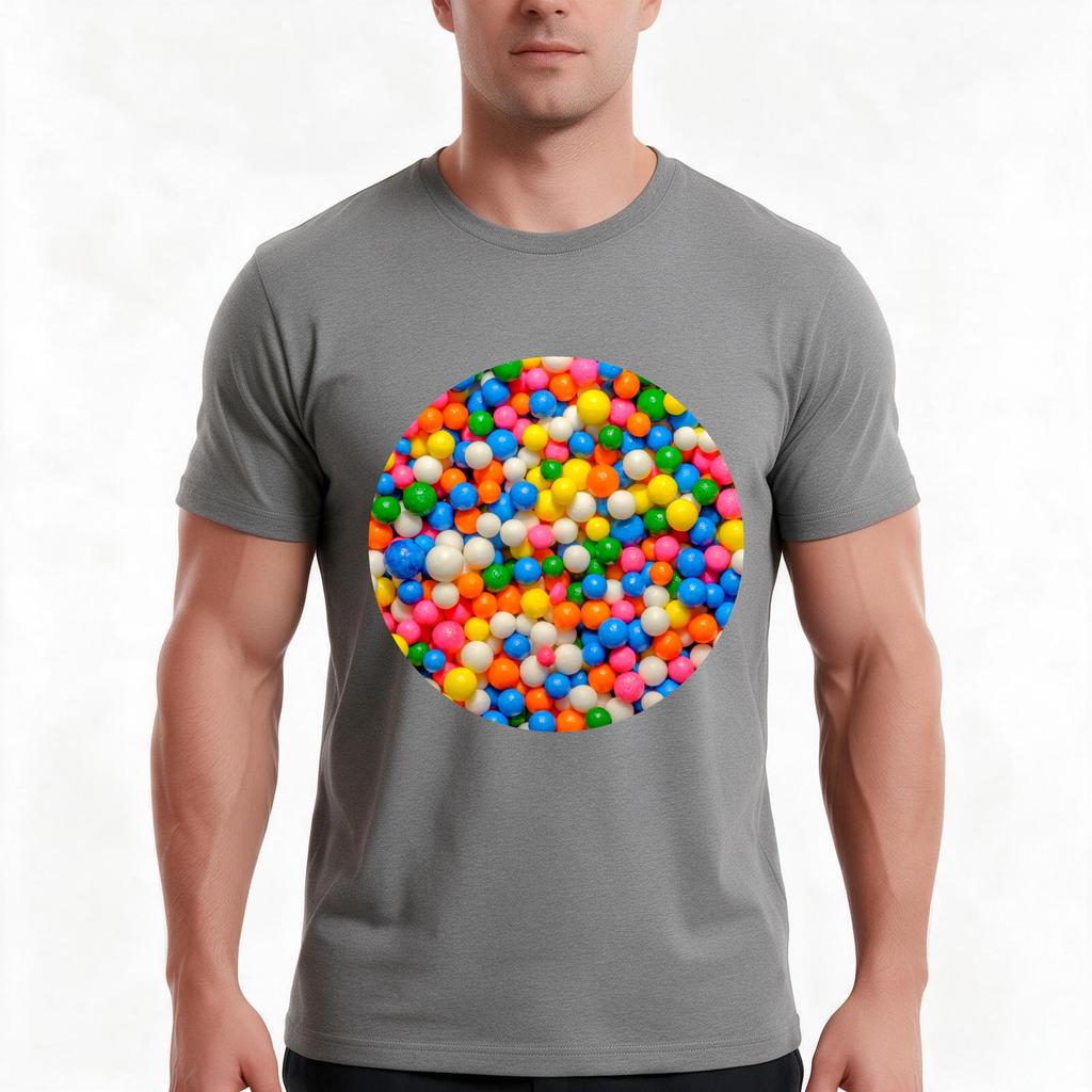 Sprinkles Spheres Multicolored Candy Photo Pattern Tshirt Summer Casual Cotton Tee Oversized Streetwear Tops 100 Cotton
