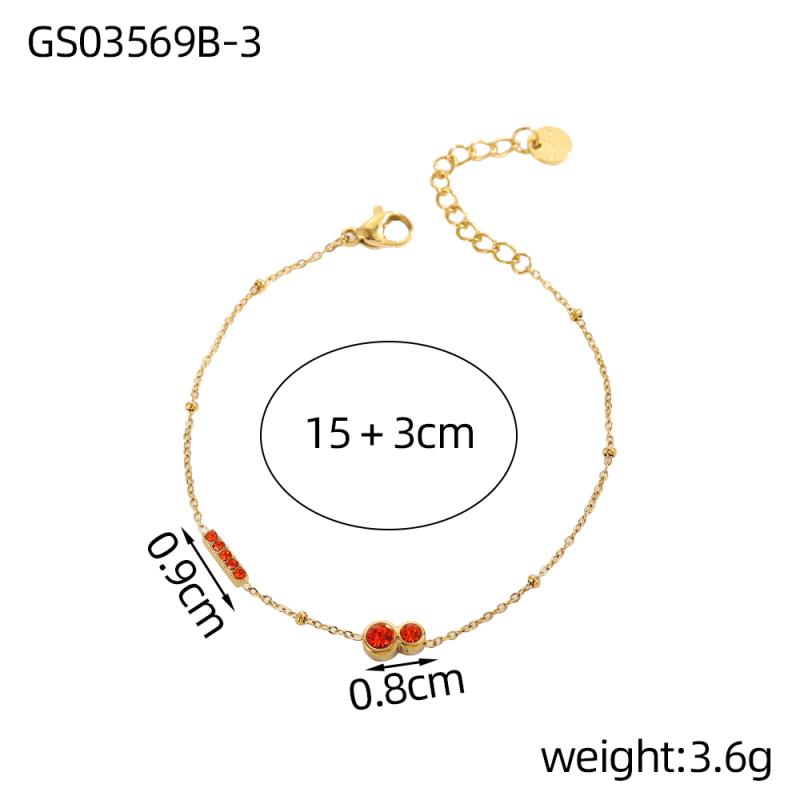 CARLIDANA Gold Plated Non Tarnish Jewelry Zircon New Colorful Zircon Pendant Chic Women Stainless Steel Link Chain Bracelet