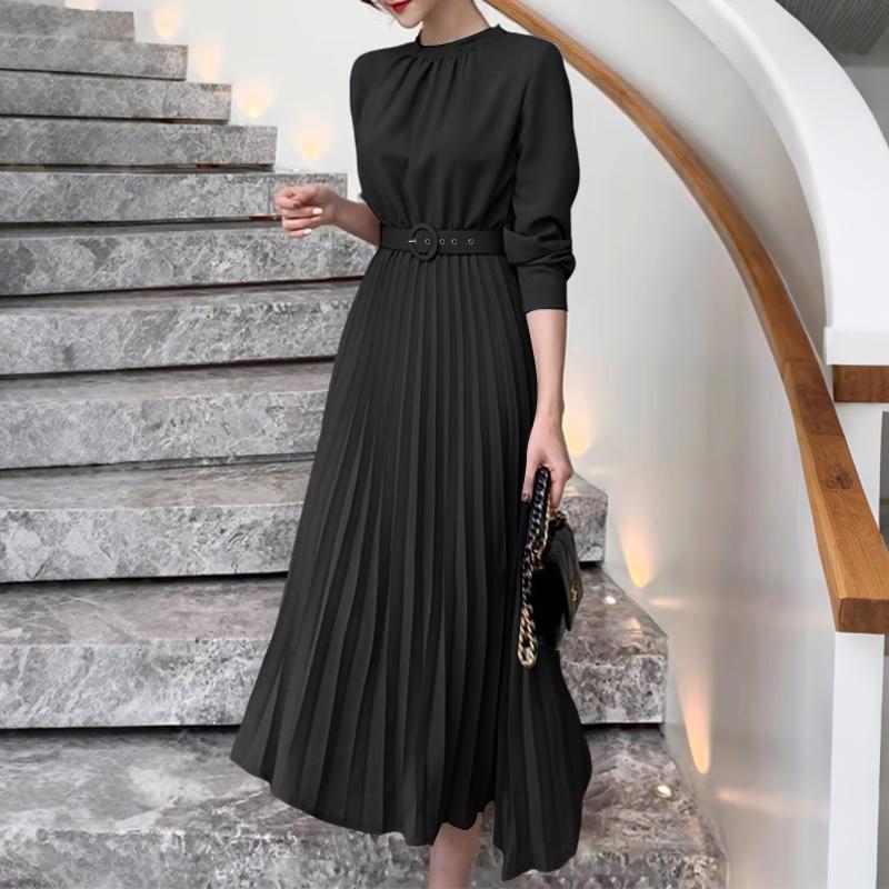 

ZANZEA Женское повседневное платье с круглым вырезом, однотонное, свободное, с длинным рукавом M