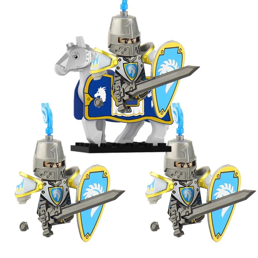 MOC Building Blocks Medieval Character Accessories Warhorses Militiamen Dragons Castles Knights Brick Gifts Toy Helmets Shields