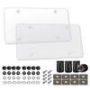 Flat Clear License Plate Covers, 2 Pack Clear Unbreakable License Plate Shields with Tire Valve
