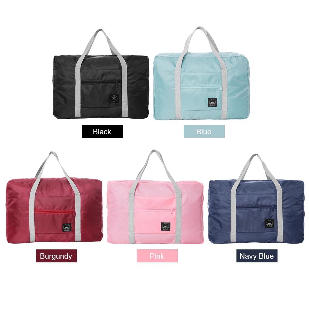 Solid Color Waterproof Folding Travel Bag Lightweight Large Capacity Luggage Bag