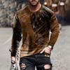 Spring And Autumn New Crewneck Long-sleeved T-shirt Men's Street Daily Casual Loose Top Men's Fashion Gradient T-shirt