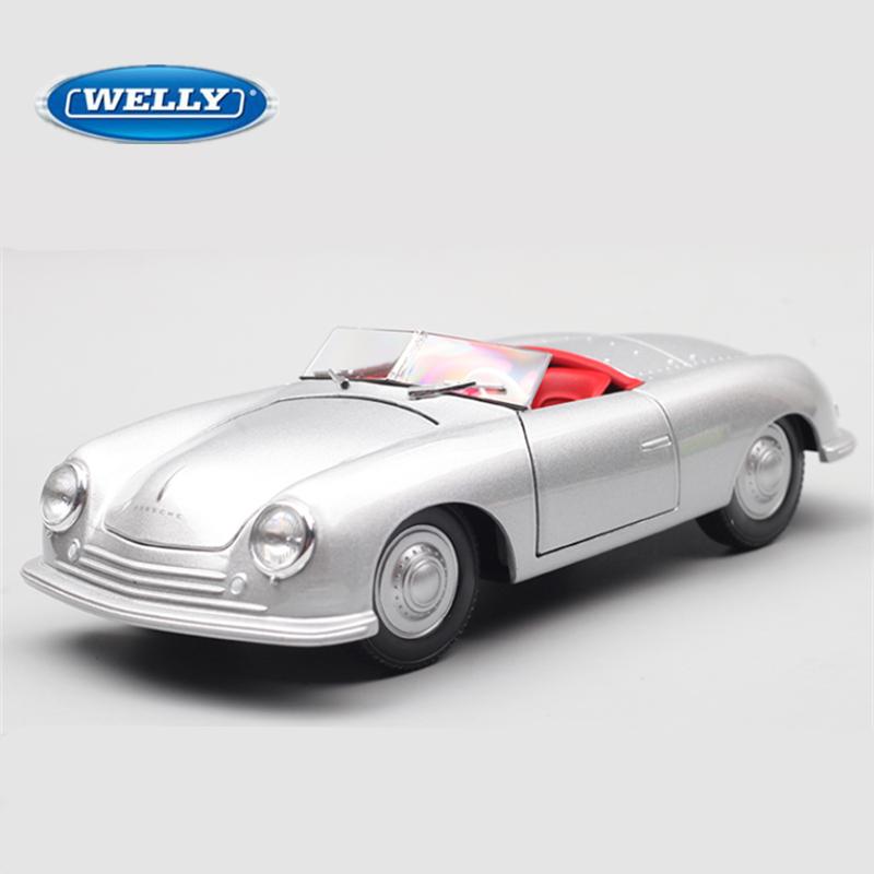 Welly 1/24 Porsche 356 No. 1 Roadster Alloy Retro Sports Car Model Diecast Metal Classic Car Model Simulation Childrens Toy Gift