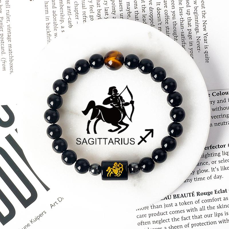 12 Constellations Scorpio Bracelet Natural Stone Tiger Eye Beads Bracelets for Men Women Cancer Virgo Leo Libra Couple Jewelry