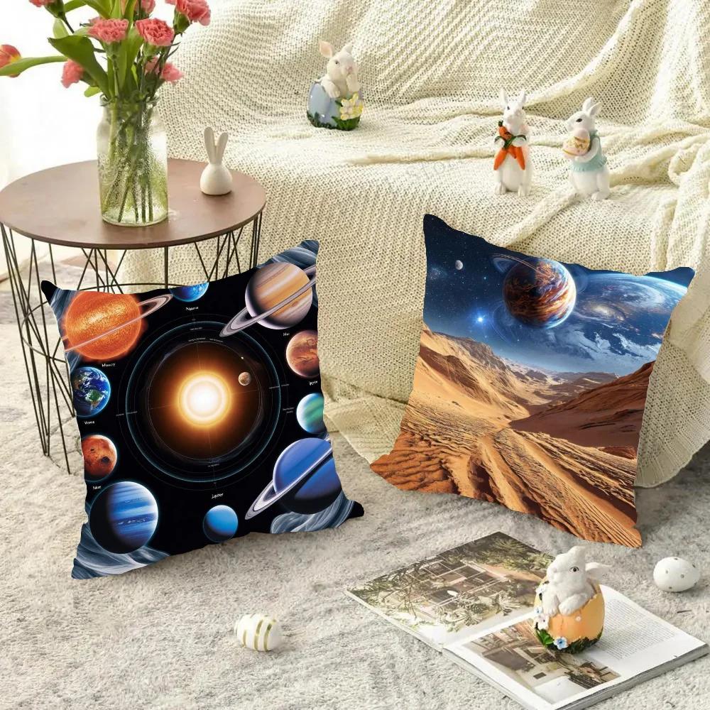 1pc Planets The Solar System Mars Saturn Moon Pillow Case Square Bedroom Sofa Leisure Comfort Cushion Car Living Home Decoration