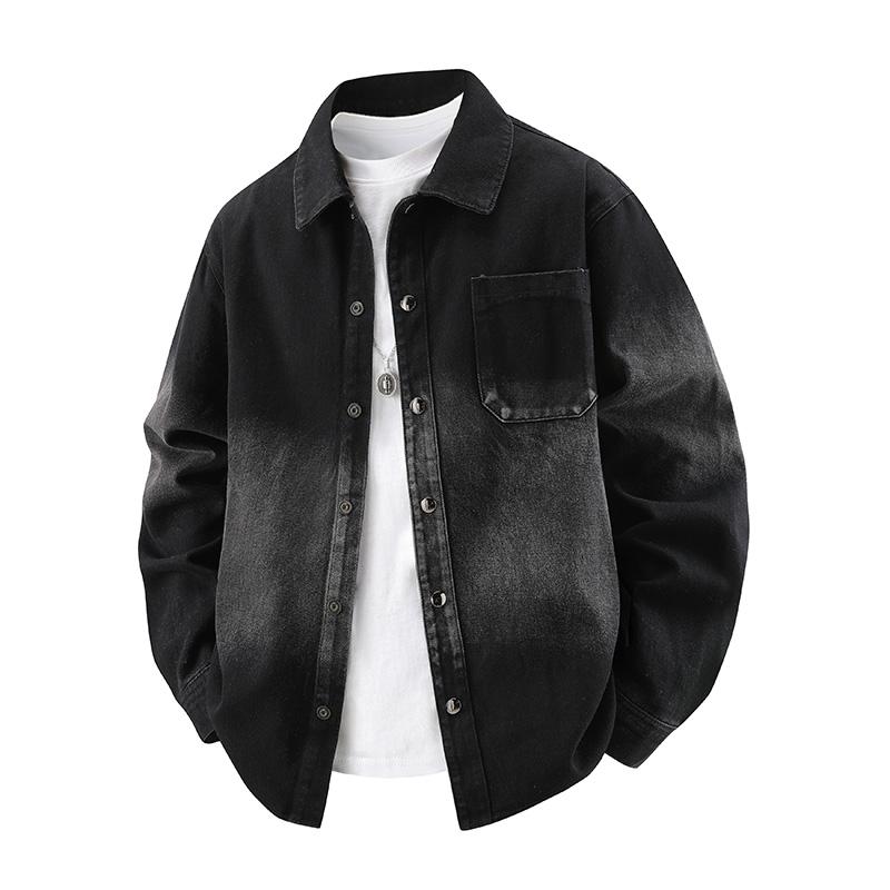 American Workwear Denim Men's Long-sleeved Casual Spring and Summer Retro Tops Hong Kong Style Trendy Jackets