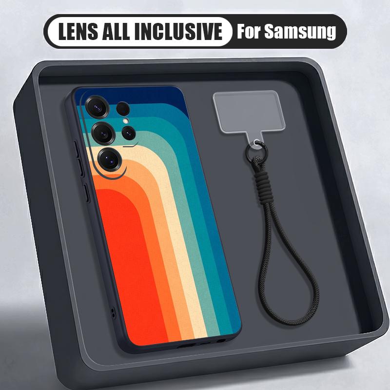 Rainbow Color Striped Case For Samsung S26 Ultra S25 FE S24 S24 Plus A57 A37 A17 A56 A36 A16 A55 A35 A15 A54 5G Hybrid Magnetic Matte Cover